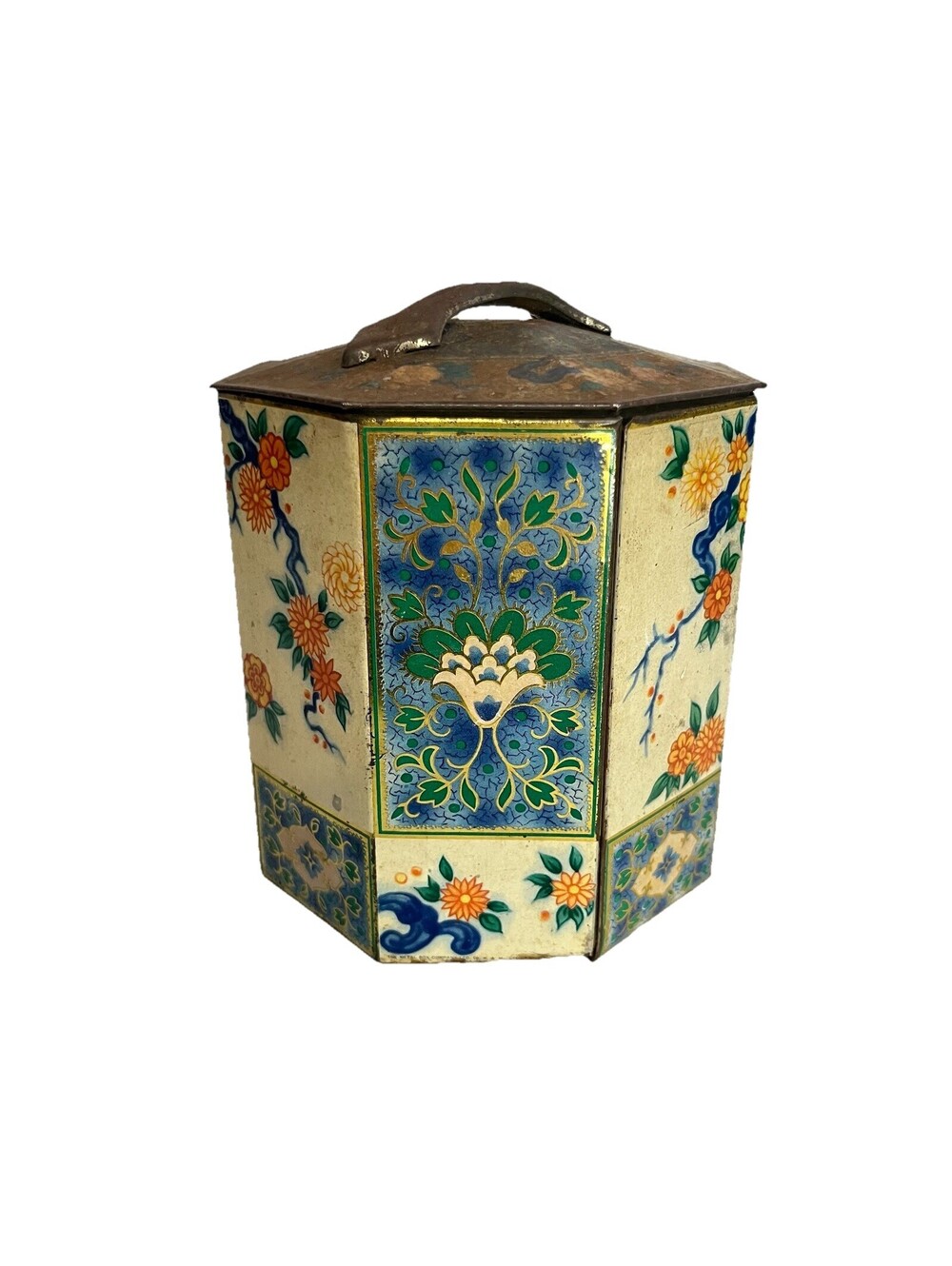 VTG Baret Ware The Metal Box Company England Small Tea/Biscuit Tin Octagonal